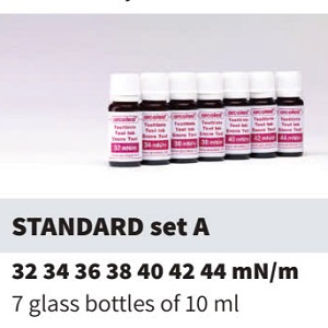  Bộ 7 chai mực thử đo sức căng bề mặt Arcotest Pink từ 32-44 dyne